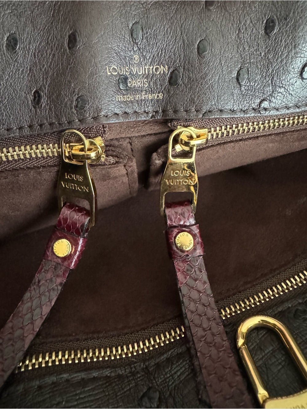 AUTHENTIC Louis Vuitton Monogram Quilted Satchel with Burgundy Handles - Picture 5 of 12